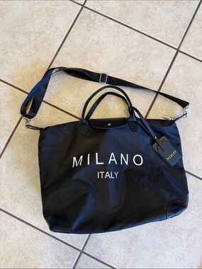 MILANO Italy Black Travel Tote with Removable Strap
